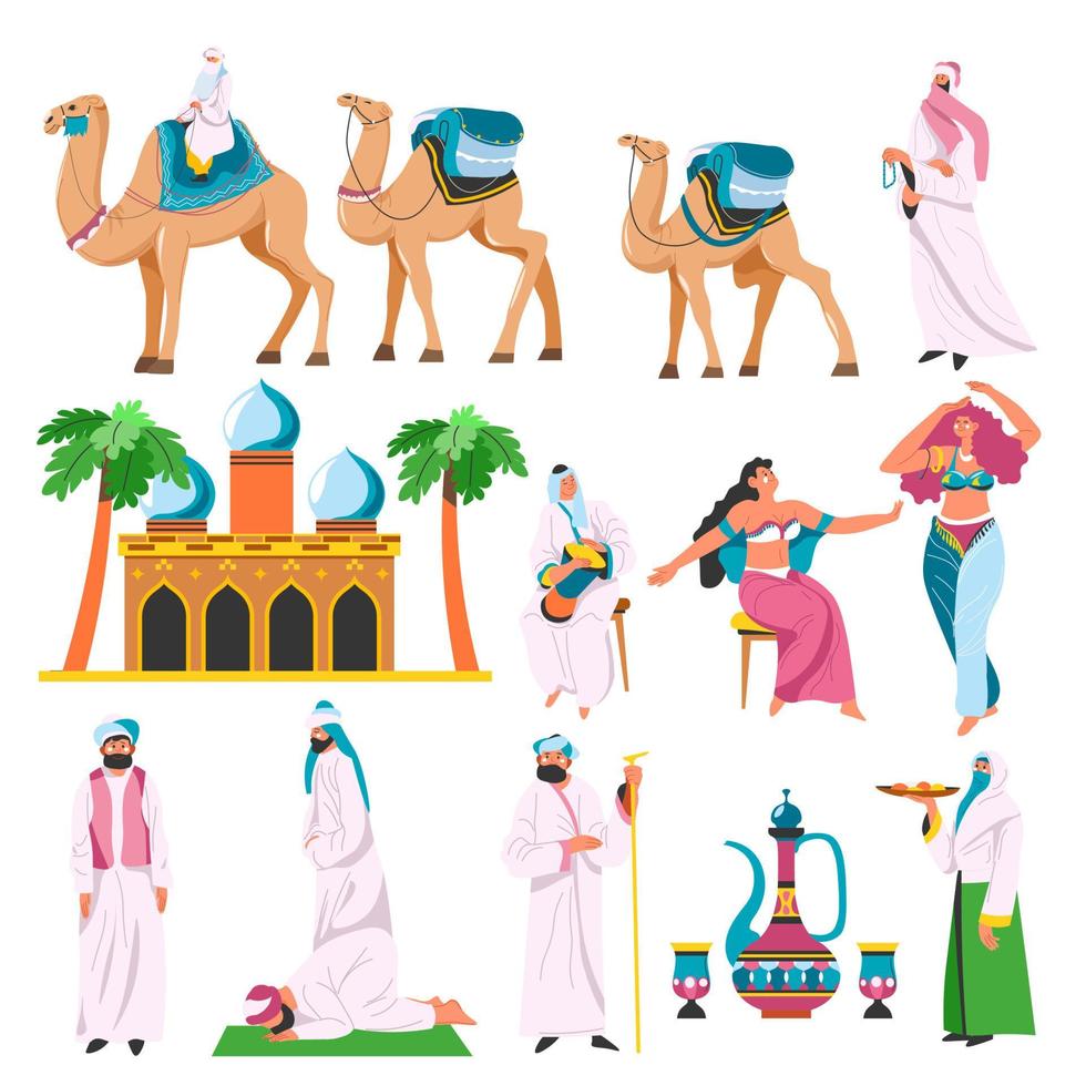 arabicum kultur och tradition, dansare och sheikh vektor