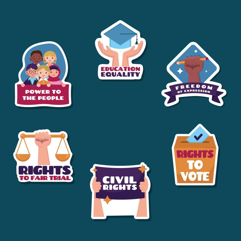 Sammlung von Aufklebern für Bürgerrechtskampagnen vektor