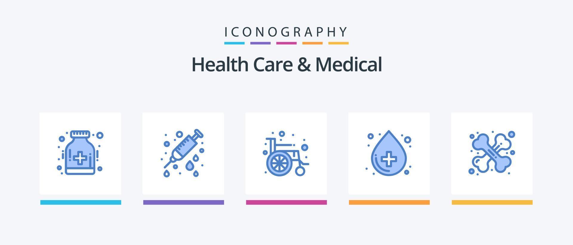 hälsa vård och medicinsk blå 5 ikon packa Inklusive medicinsk. vård. medicinsk. medicinsk. hälsa. kreativ ikoner design vektor