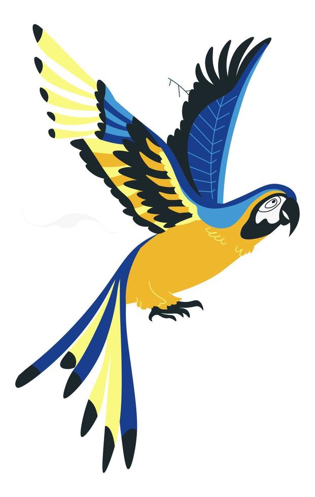 indigo ara flygande exotisk fågel eller papegoja vektor