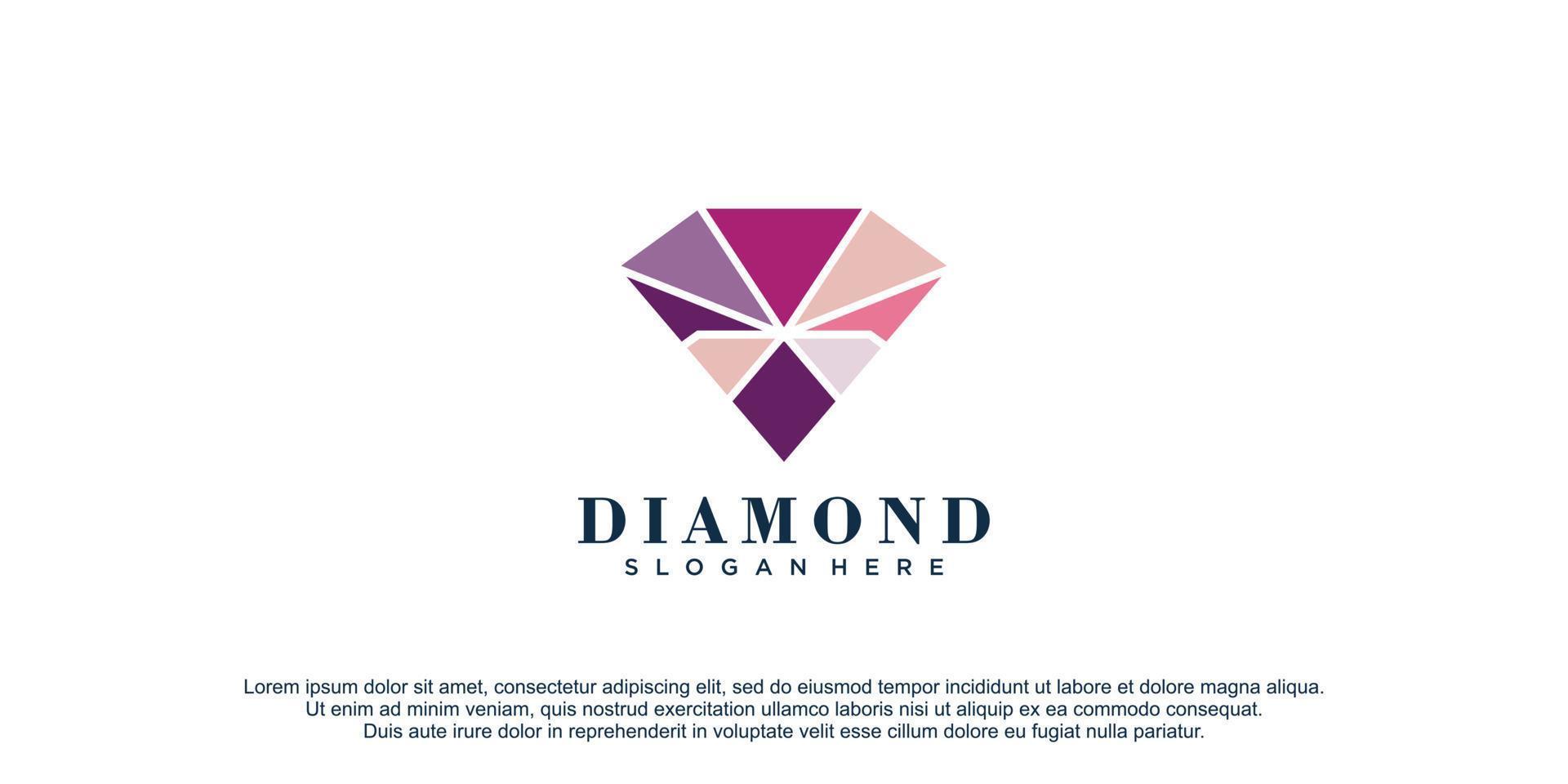 Diamantlogo mit kreativer Designikonen-Vektorillustration vektor