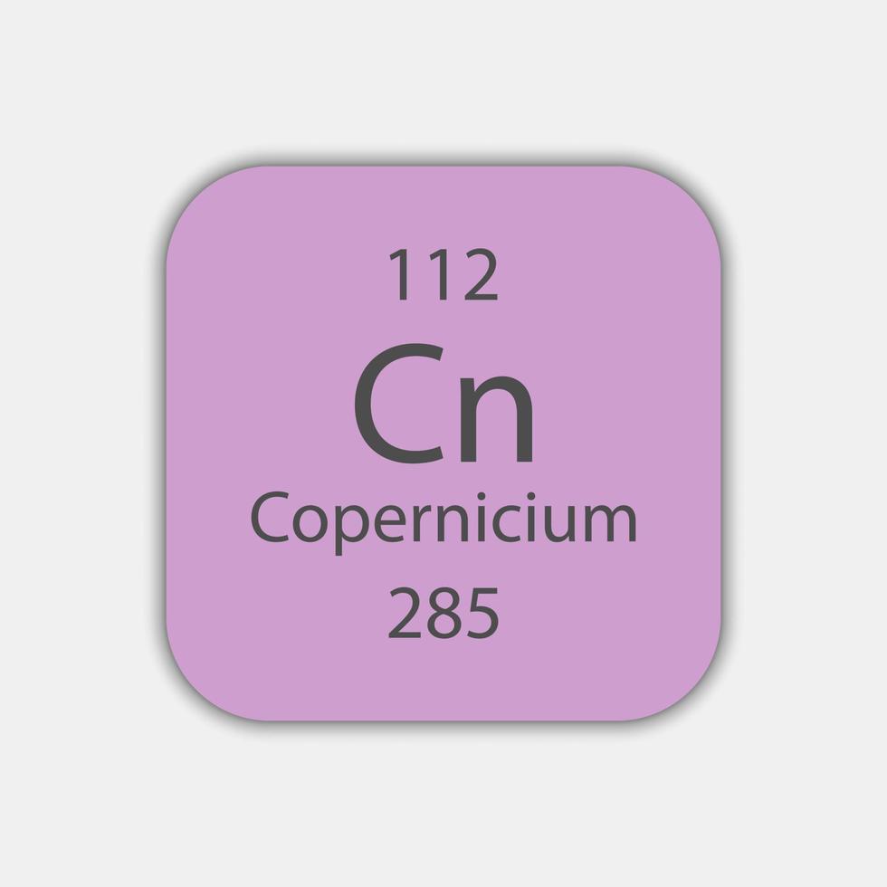 copernicium symbol. kemiskt element i det periodiska systemet. vektor illustration.