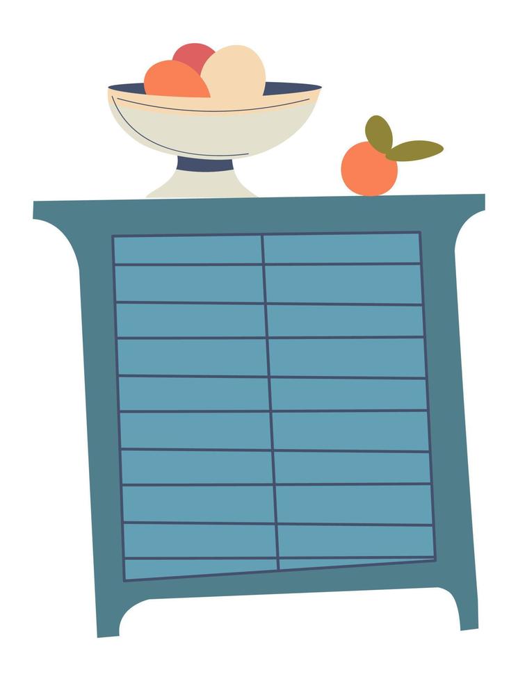 lådor för kök, skål med frukt och grönsaker vektor