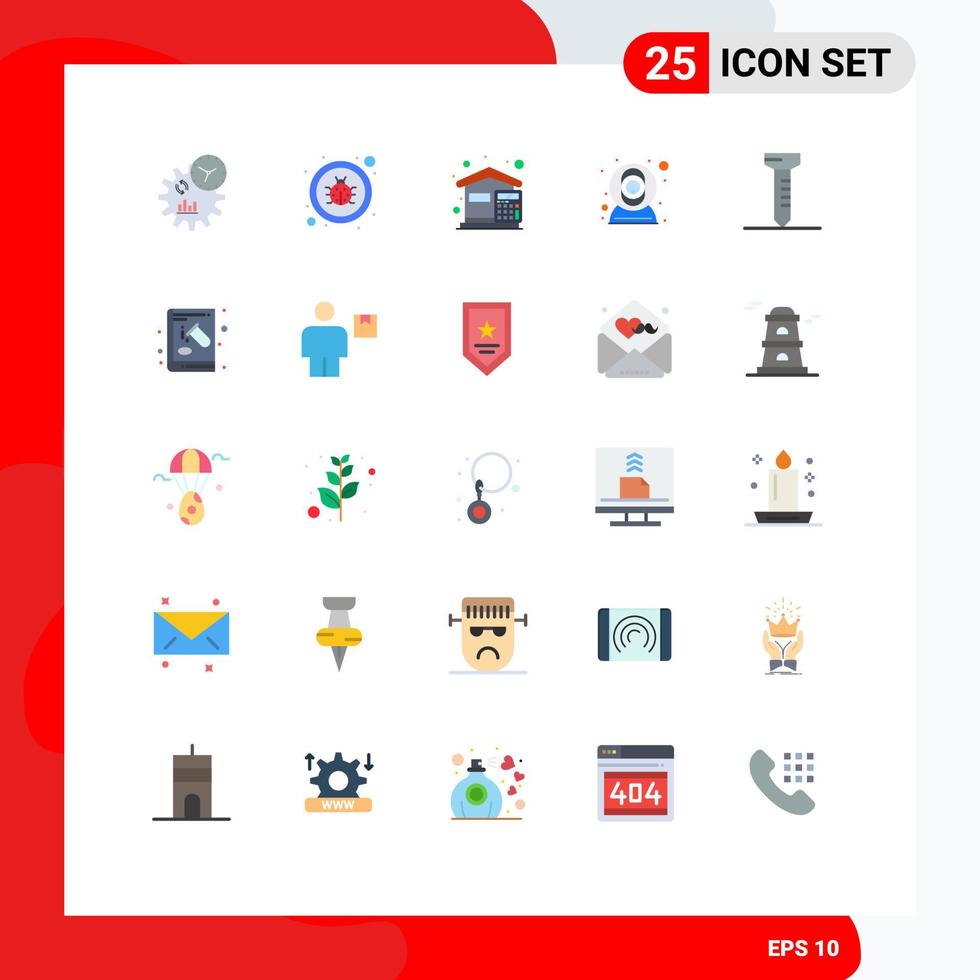 universell ikon symboler grupp av 25 modern platt färger av nagel webbkamera räkningar webb hus redigerbar vektor design element
