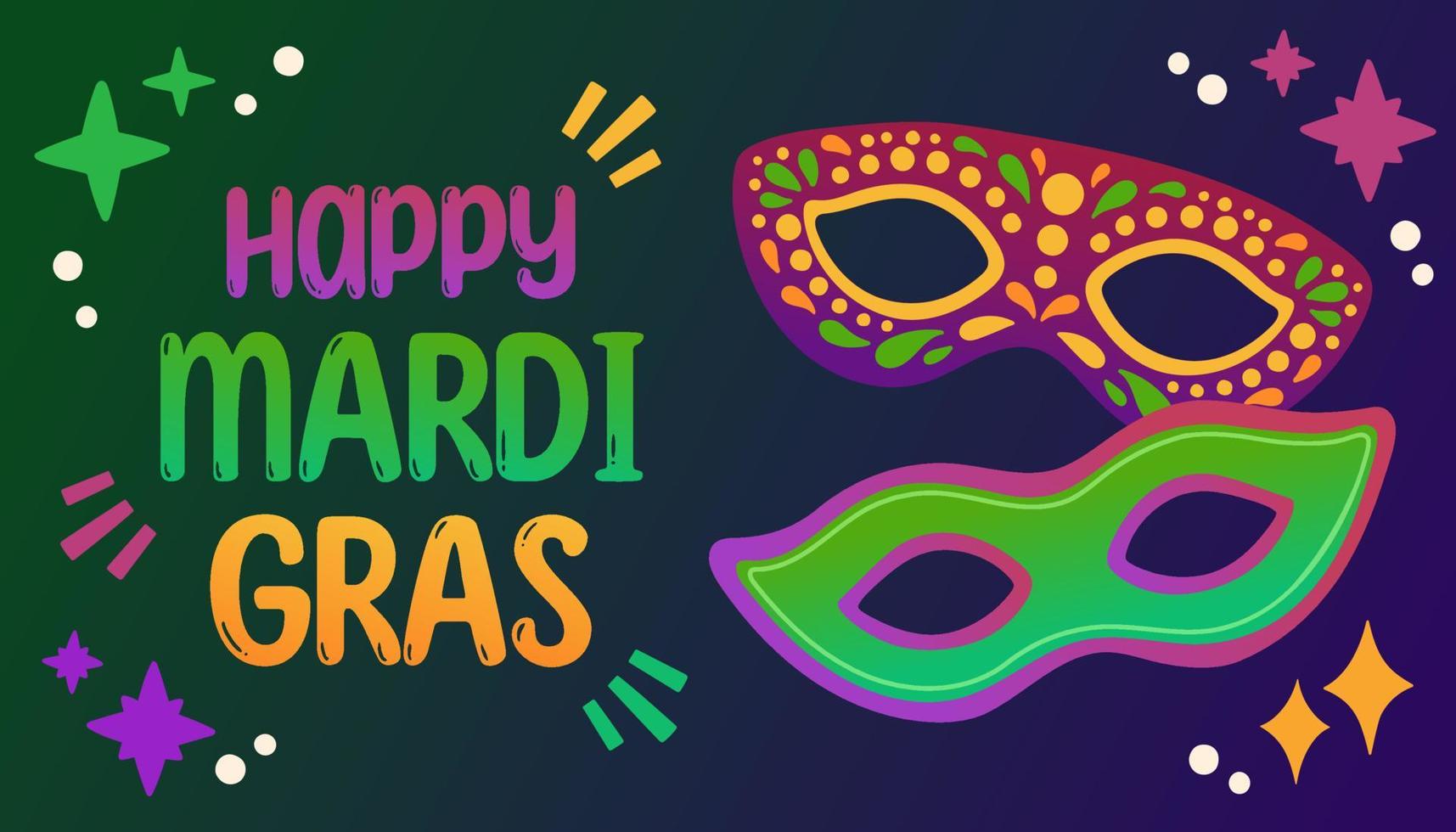 mardi gras karneval fest design. fett tisdag, karneval, festival. för hälsning kort, baner, gåva förpackning, affisch vektor