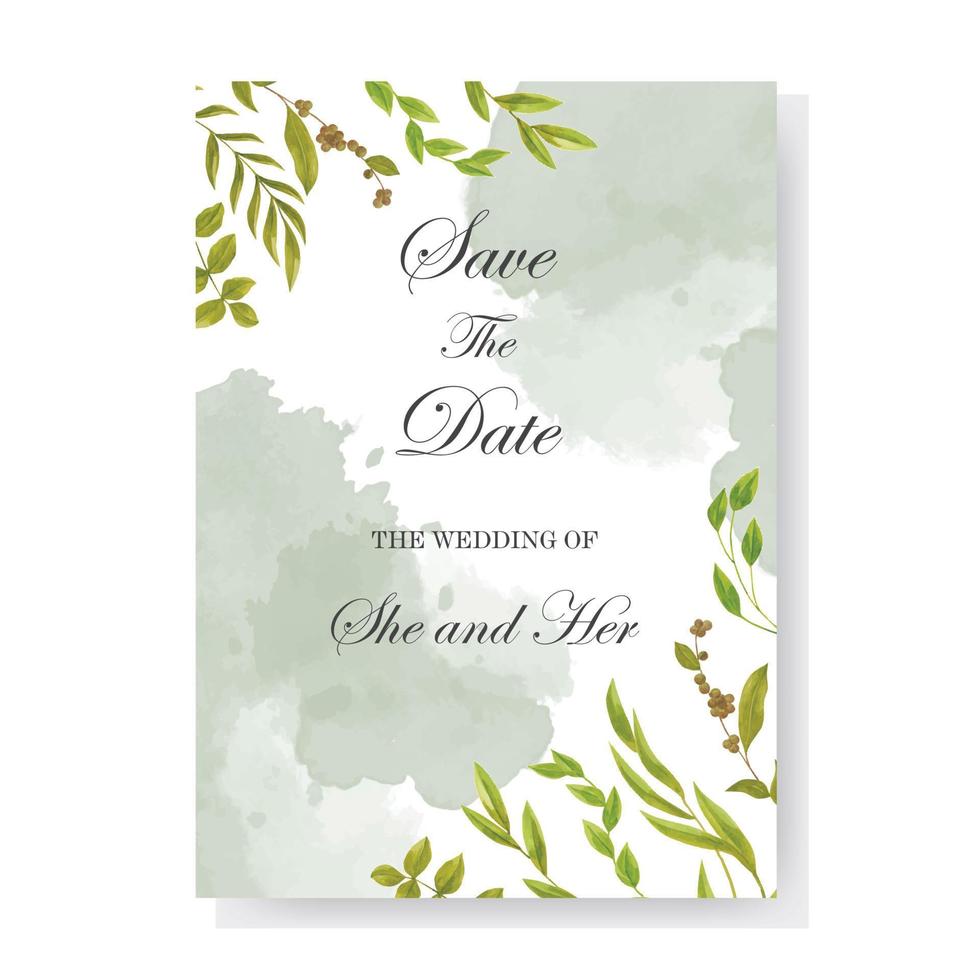 grönska vattenfärg blommig bröllop inbjudan mall kort design vattenfärg vektor illustration