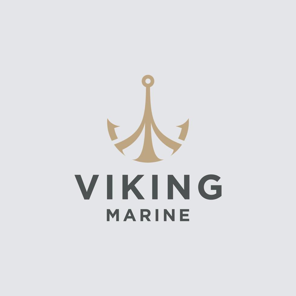 Marine-Retro-Embleme-Logo mit Wikinger-Anker-Logo - Vektor