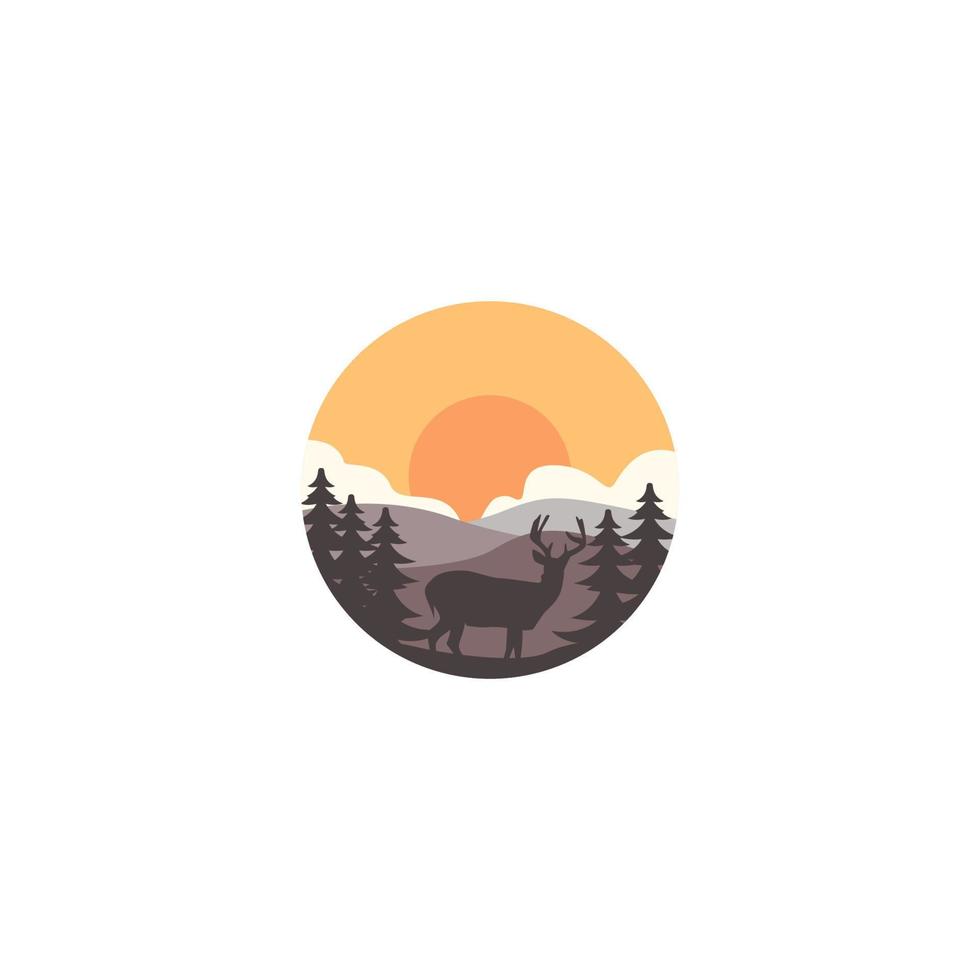 rådjur i skog djur- mall vektor logotyp design. vild natur skog djur och landskap
