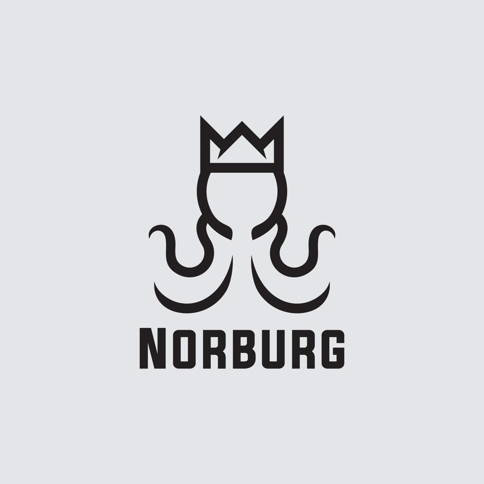 abstrakt lyx norburg logotyp med krona ikon design i svart Färg vektor illustration isolerat på vit bakgrund