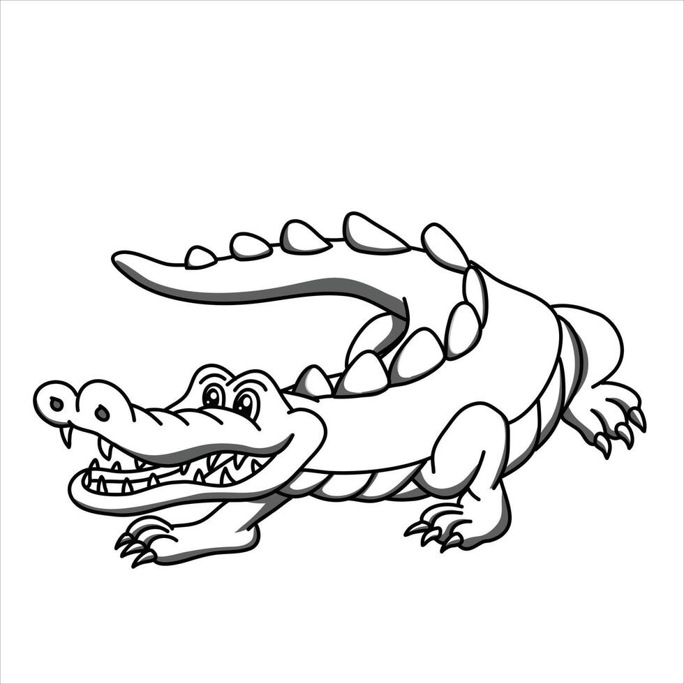 ein niedliches Alligator-Krokodil-Kunstillustrationsdesign im Vektor für Kindermalbuch