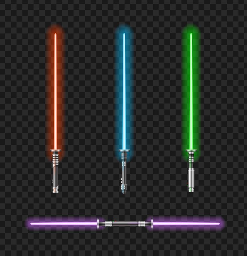 realistisches 3d-detailliertes Farb-Jedi-Ritter-Set. Vektor