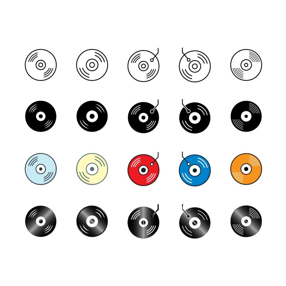 Vinyl-Schallplatten-Icon-Vektor-Design-Vorlagen vektor