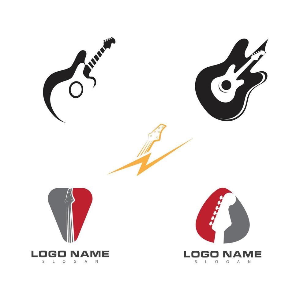 Gitarre Illustration Logo Design Vektor und Symbol