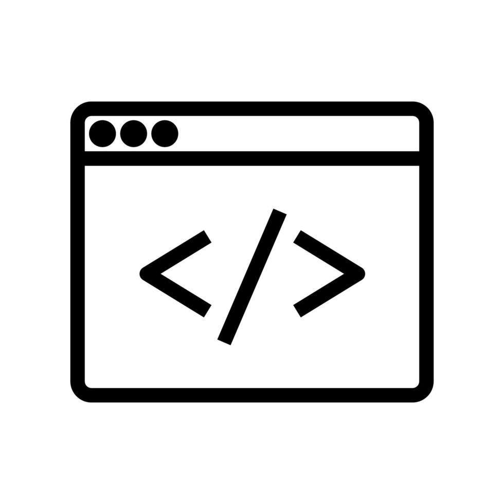App-Code-Symbolzeile isoliert auf weißem Hintergrund. schwarzes, flaches, dünnes Symbol im modernen Umrissstil. Lineares Symbol und bearbeitbarer Strich. einfache und pixelgenaue strichvektorillustration vektor