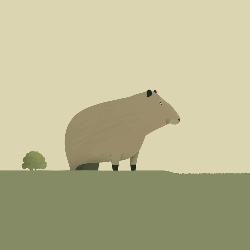Capybara-Säugetier-Silhouette, die auf dem Boden sitzt vektor