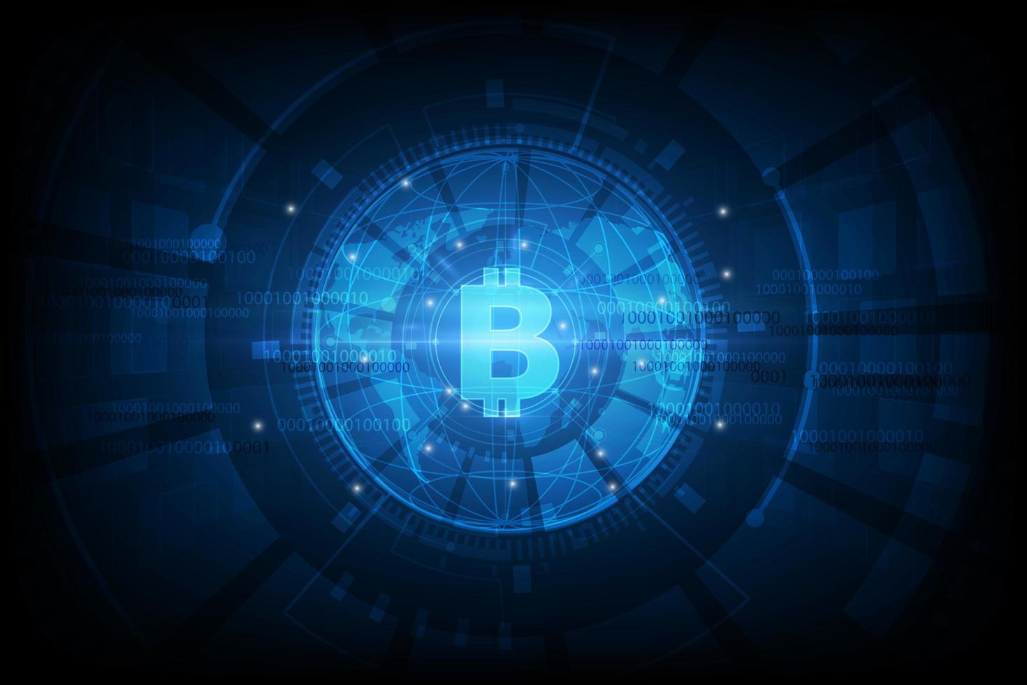 futuristischer Hightech-Bitcoin-Hintergrund vektor