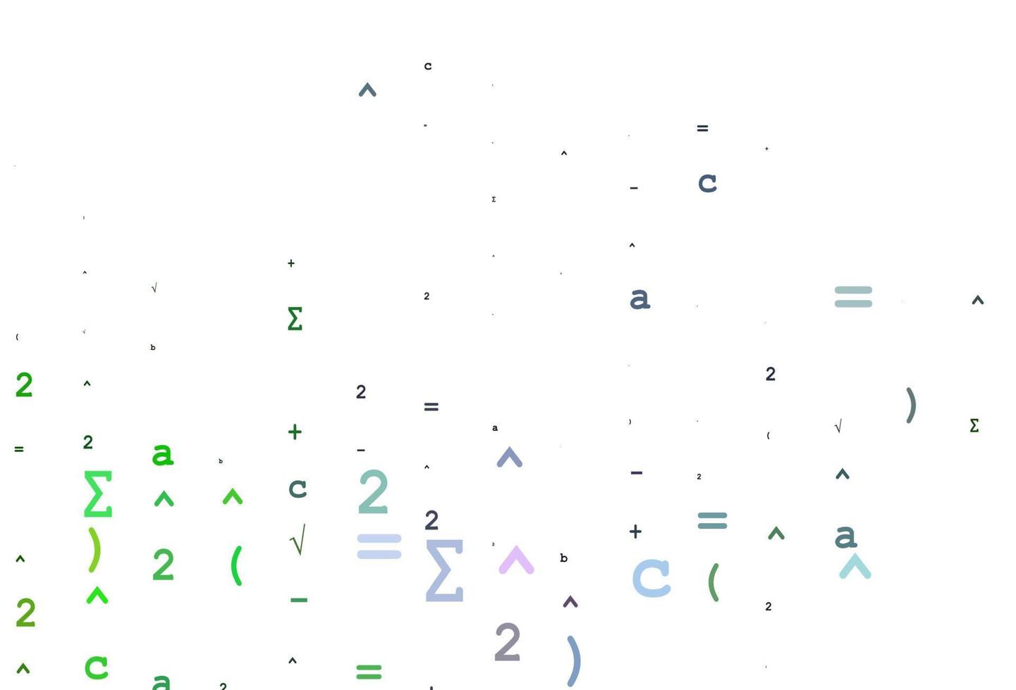 helle mehrfarbige, regenbogenfarbene Vektorvorlage mit mathematischen Symbolen. vektor