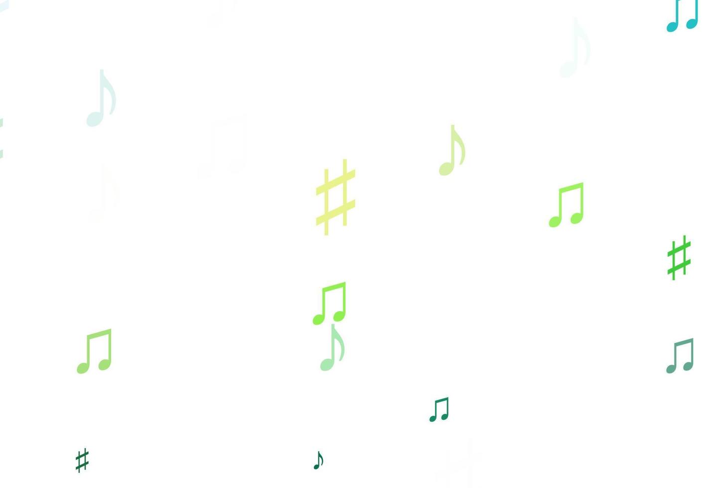 hellblaue, gelbe Vektorvorlage mit musikalischen Symbolen. vektor