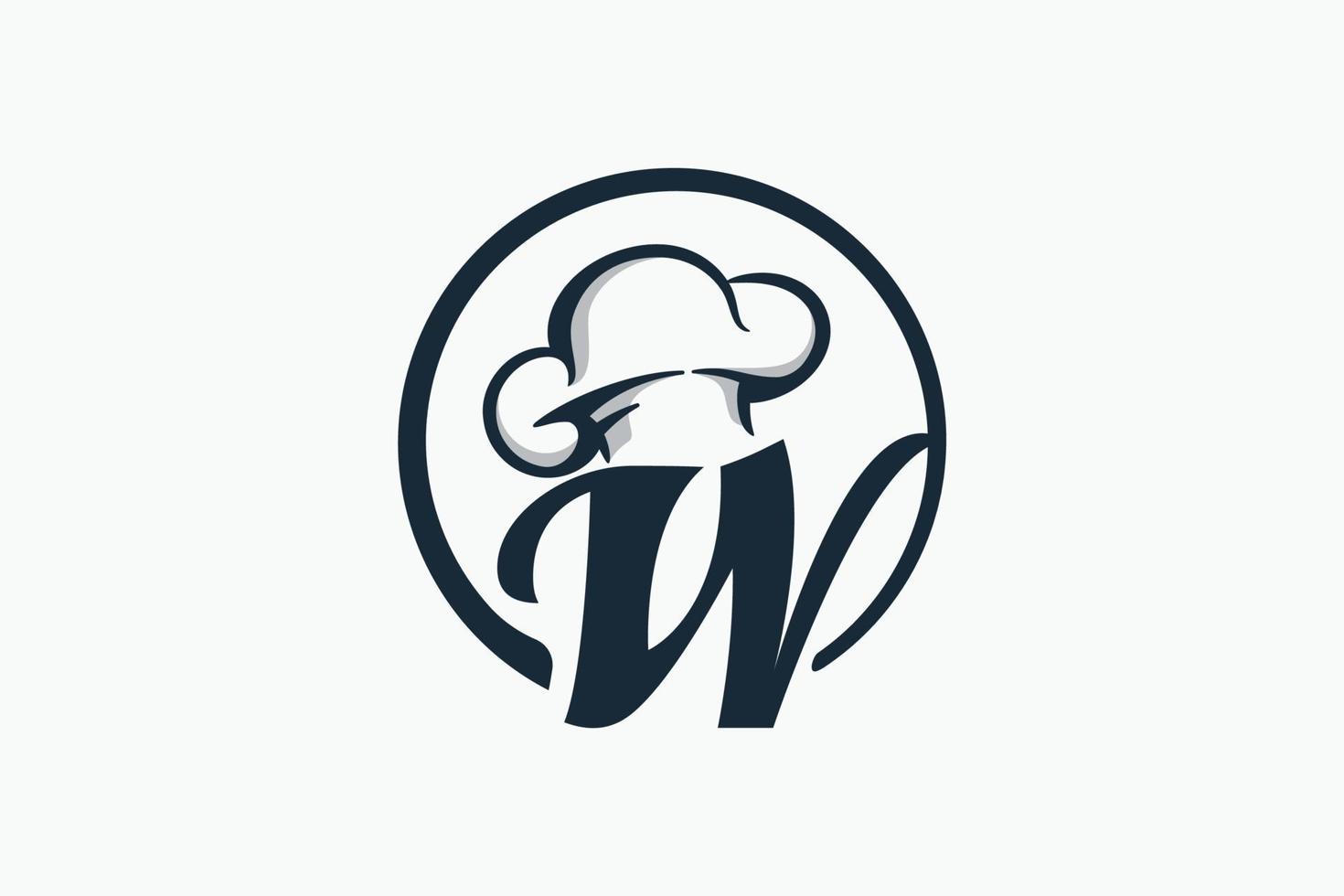 kock logotyp med en kombination av brev w och kock hatt för några företag framförallt för restaurang, Kafé, catering, etc. vektor