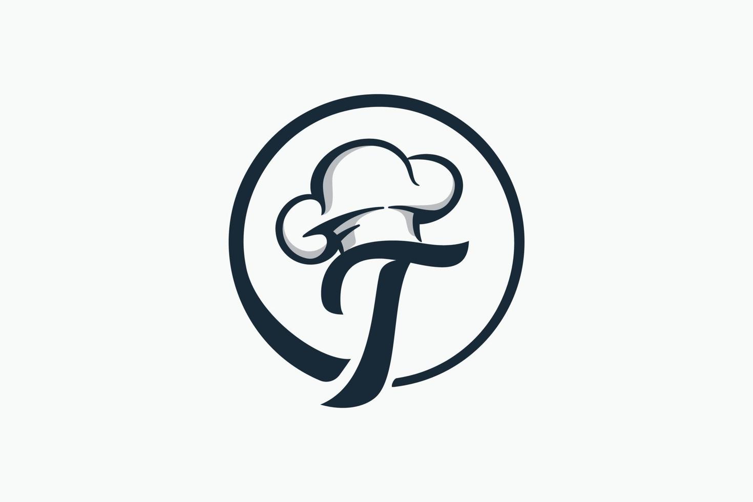 kock logotyp med en kombination av brev t och kock hatt för några företag framförallt för restaurang, Kafé, catering, etc. vektor
