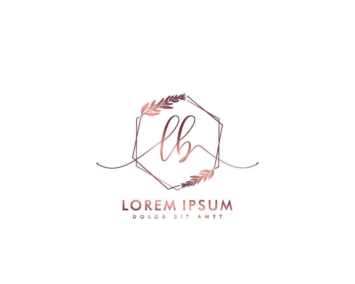 Initial lb feminines Logo Schönheitsmonogramm und elegantes Logo-Design, Handschrift-Logo der Erstunterschrift, Hochzeit, Mode, Blumen und Pflanzen mit kreativer Vorlage vektor