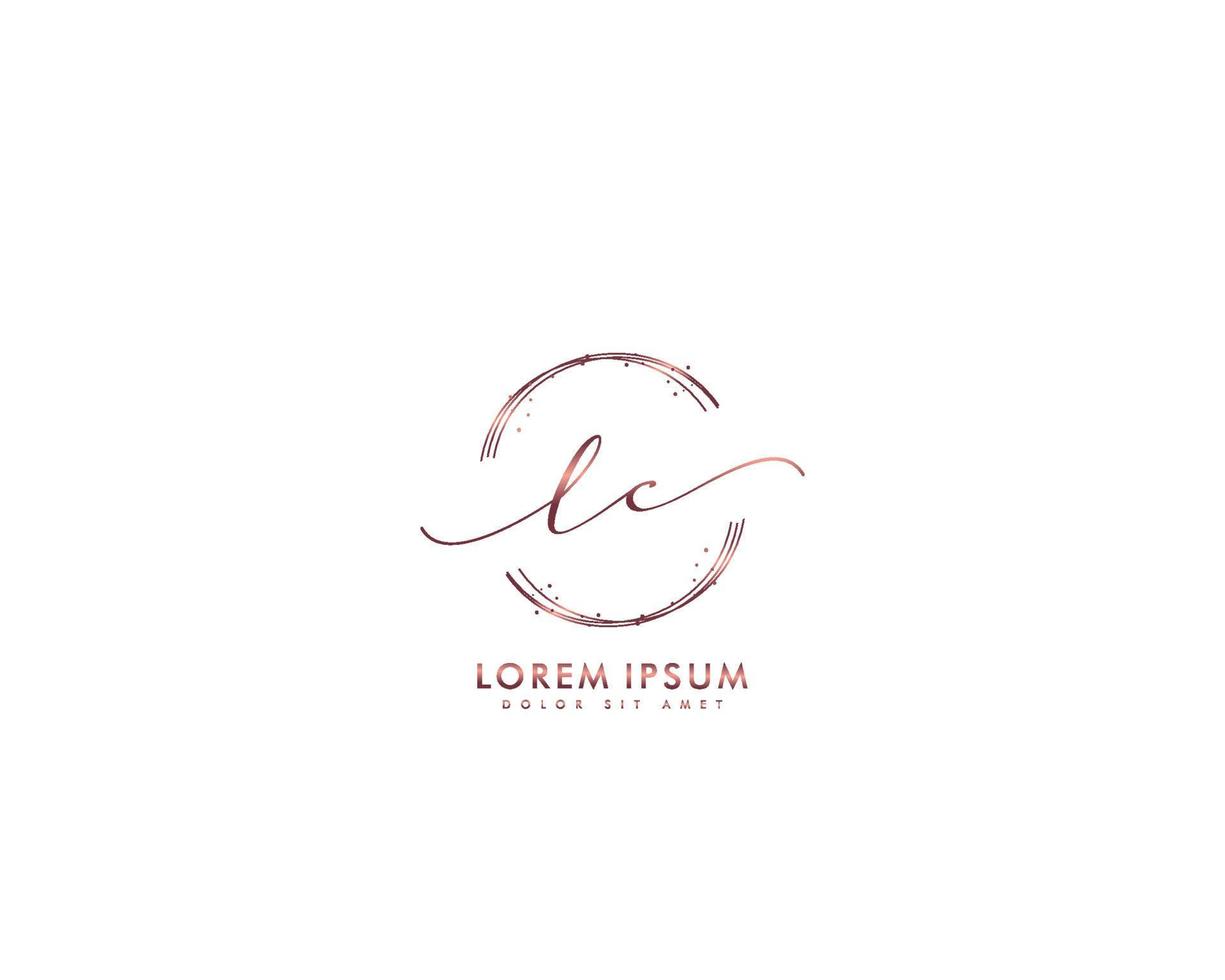 första lc feminin logotyp skönhet monogram och elegant logotyp design, handstil logotyp av första signatur, bröllop, mode, blommig och botanisk med kreativ mall vektor