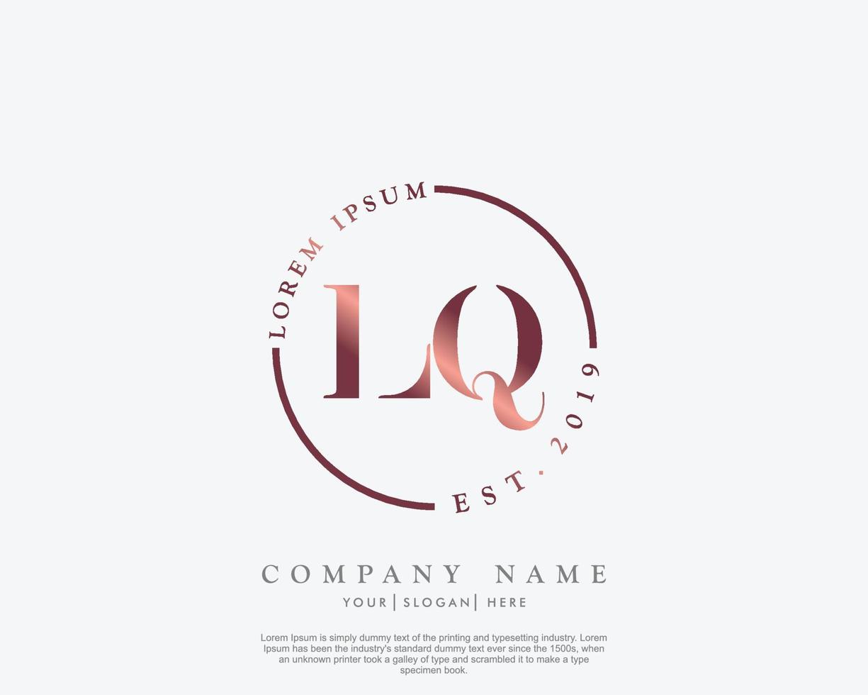 första lq feminin logotyp skönhet monogram och elegant logotyp design, handstil logotyp av första signatur, bröllop, mode, blommig och botanisk med kreativ mall vektor