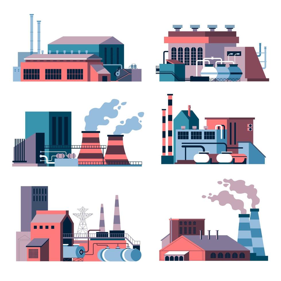 fabriker och faciliteter, företag med rök vektor