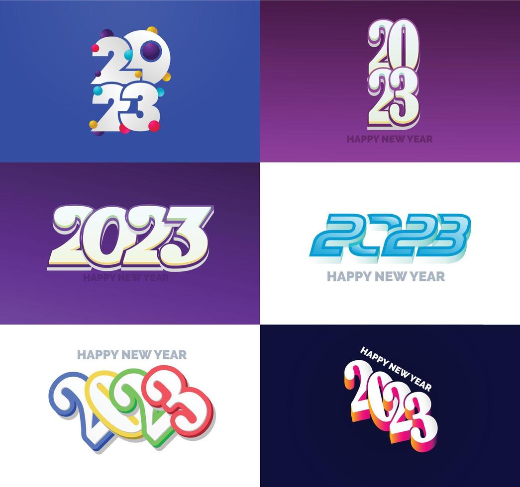 große reihe von 2023 frohes neues jahr logo text design 2023 zahlenentwurfsvorlage vektor