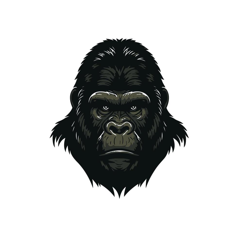 Gorilla-Kopf-Logo-Maskottchen-Design-Vorlage. Affe-Logo-Vektor-Illustration vektor