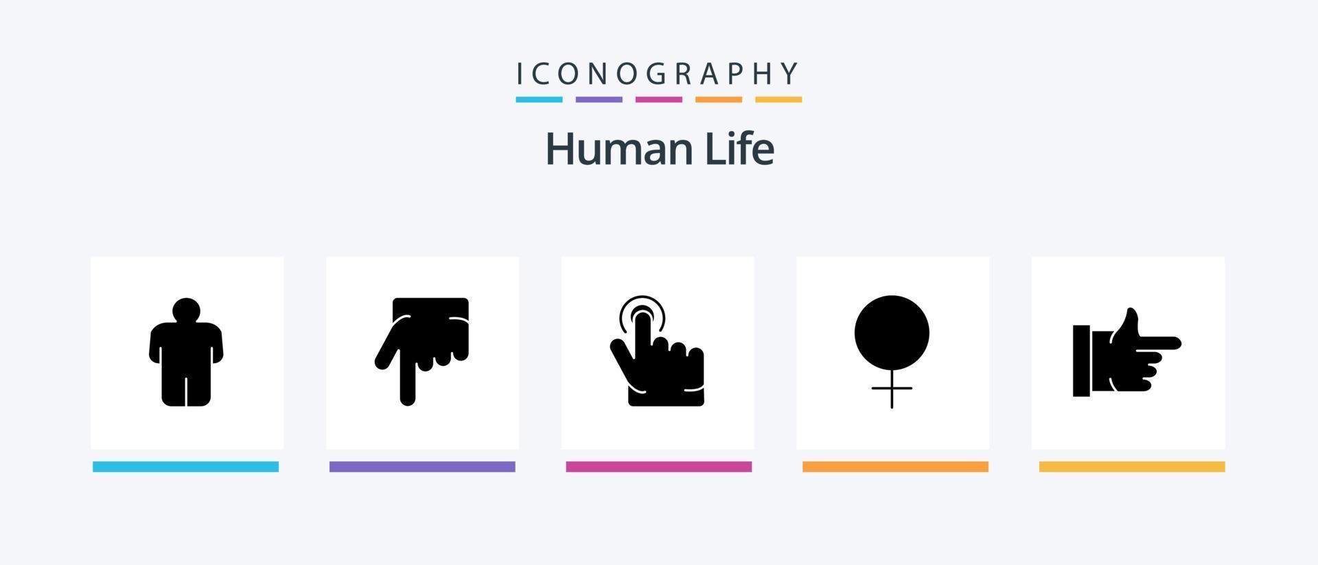 mänsklig glyf 5 ikon packa Inklusive . hand. rösta. tycka om. kreativ ikoner design vektor