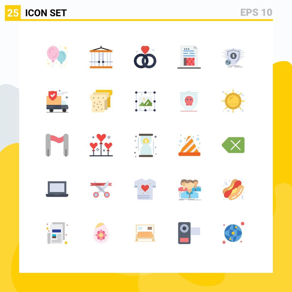 grupp av 25 platt färger tecken och symboler för pengar finansiera v faktura dokumentera redigerbar vektor design element