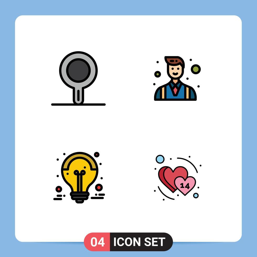 piktogram uppsättning av 4 enkel fylld linje platt färger av kök stor försäljning chef människor försäljning annons redigerbar vektor design element