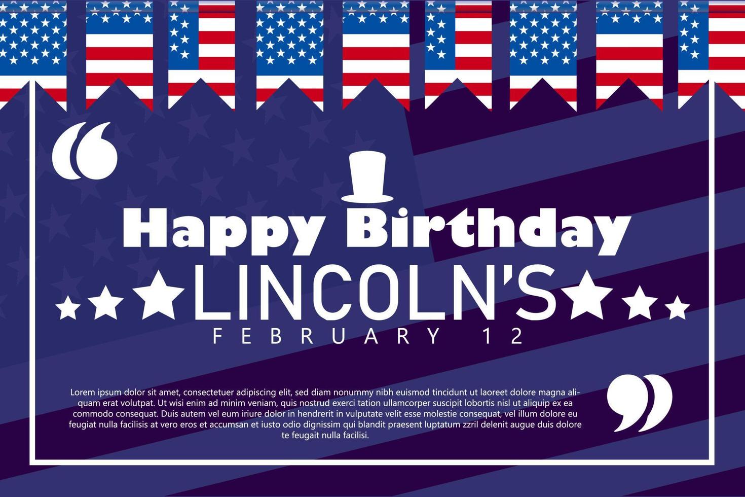 alles gute zum geburtstag von lincoln am 12. februar, alles gute zum tag des präsidenten in den vereinigten staaten. Washingtons Geburtstag. Bundesfeiertag in Amerika. im Februar gefeiert. Poster, Banner und Hintergrund vektor