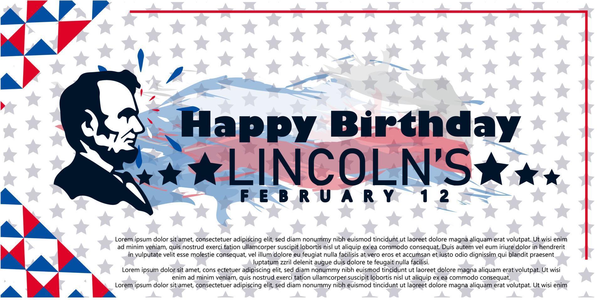 alles gute zum geburtstag lincolns, alles gute zum tag des präsidenten in den vereinigten staaten. Washingtons Geburtstag. Bundesfeiertag in Amerika. im Februar gefeiert. Poster, Banner und Hintergrund vektor