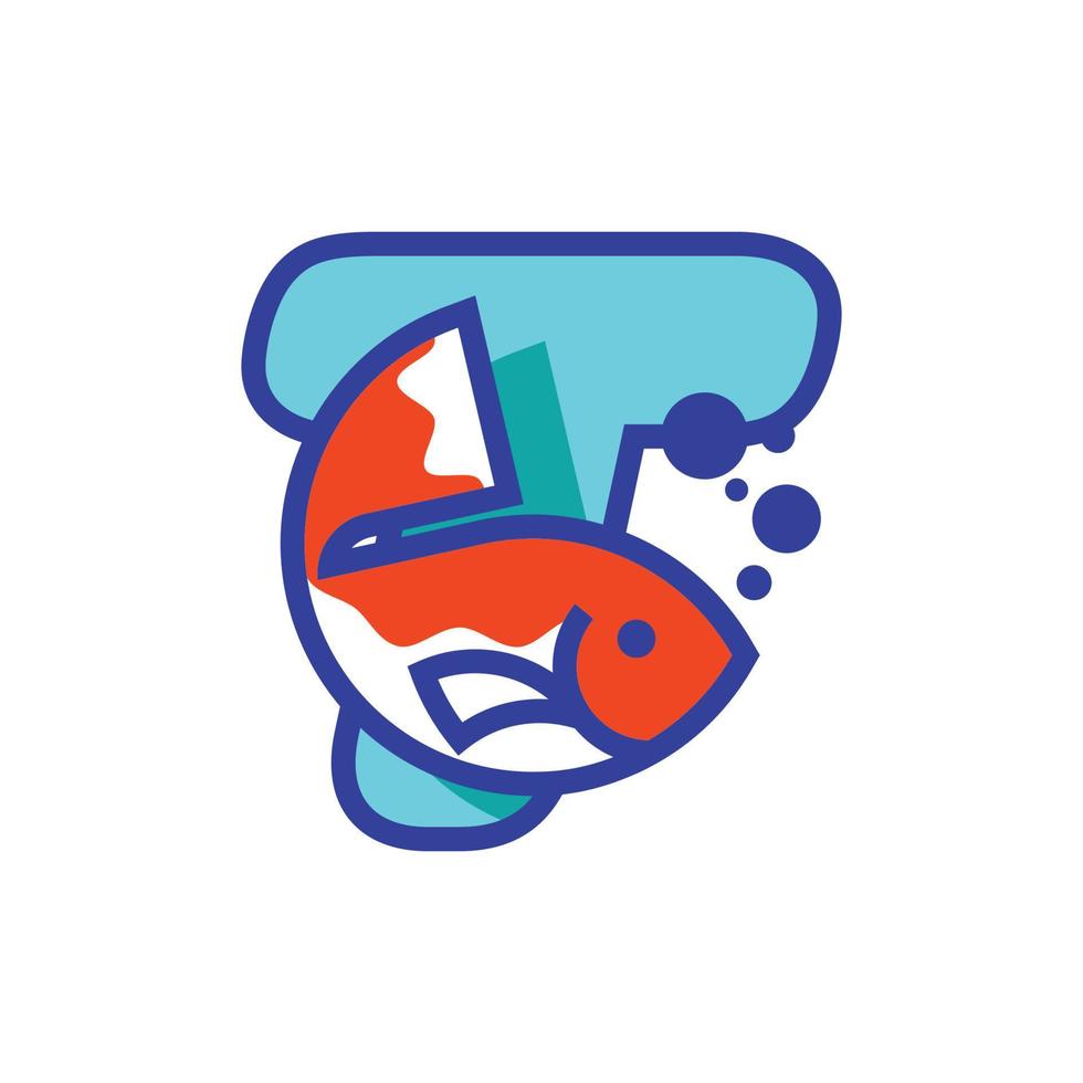 Alphabet t Fisch-Logo vektor