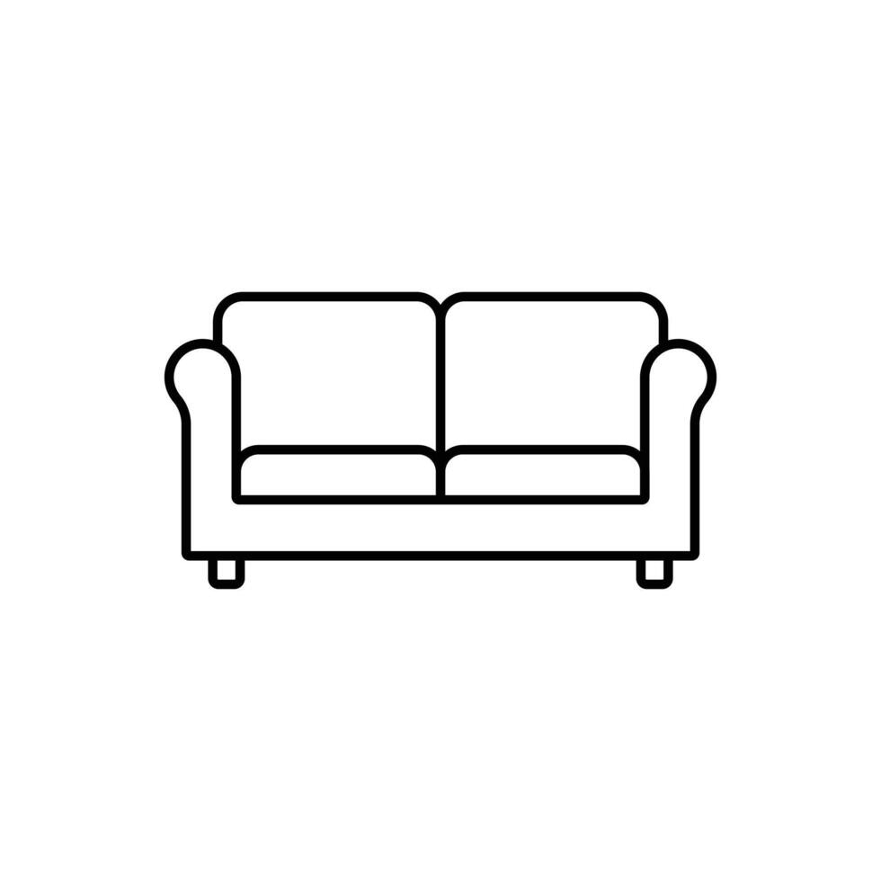 eps10 schwarze Vektorlinie Kunstsofa abstraktes Symbol oder Logo isoliert auf weißem Hintergrund. Umrisssymbol für Wohnzimmermöbel in einem einfachen, flachen, trendigen, modernen Stil für Ihr Website-Design und mobile App vektor