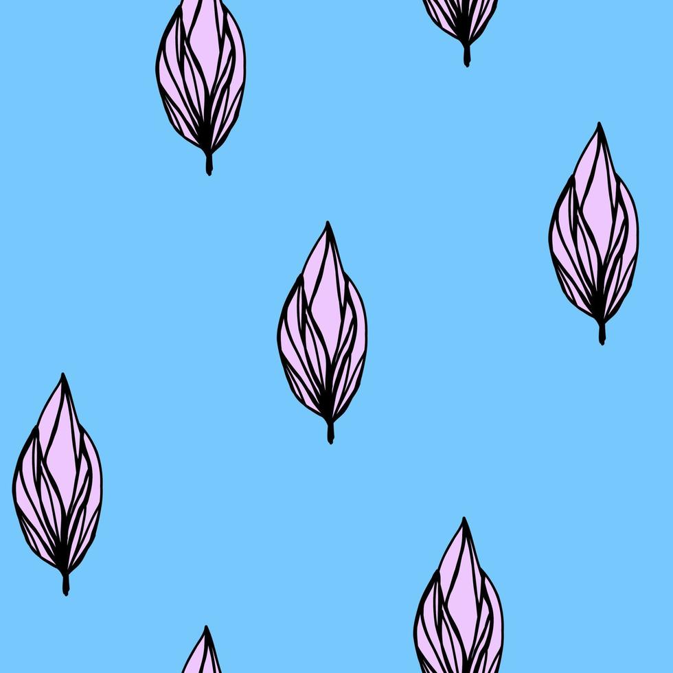 zartes nahtloses muster mit knospen auf blauem hintergrund. einfache frauenillustration für zubehör, innendekoration, stoff, bekleidung, textil, einbanddesign. botanischer frühlingsdruck. vektor