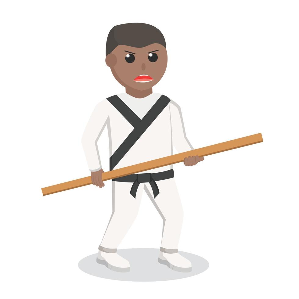 Karate-Mann afrikanischer Haltestock für den Kampf vektor