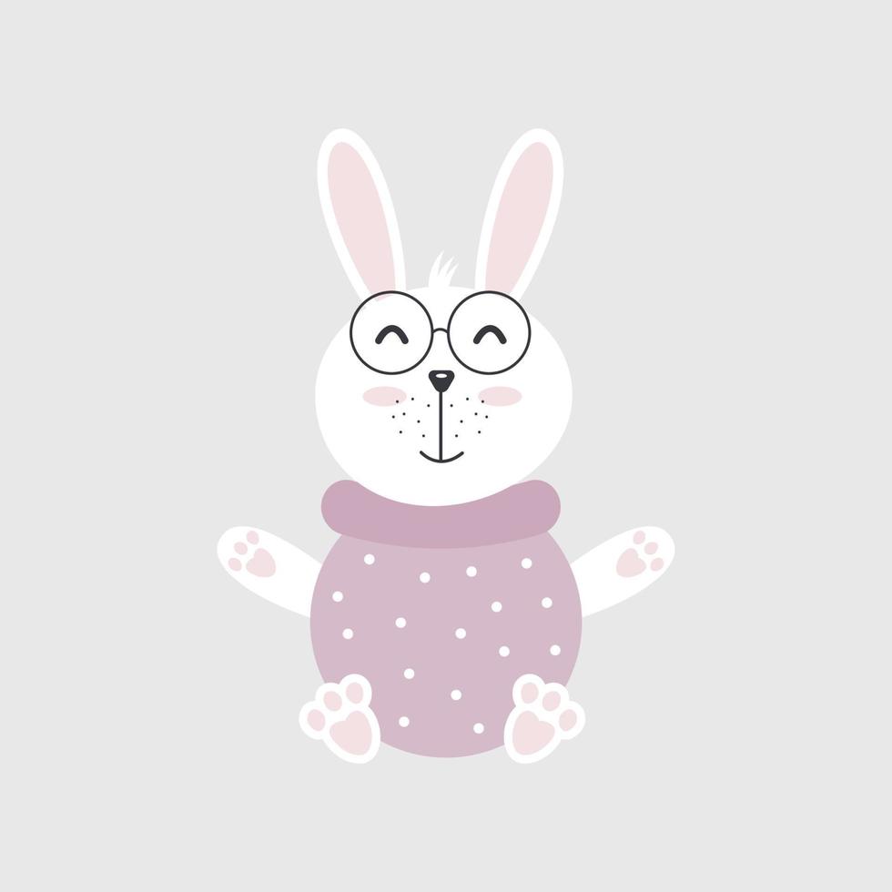 söt kanin karaktär kanin vektor design. påsk hälsning kort, hälsning kort, inbjudan, affisch, med söt, tecknad serie hand dragen vattenfärg bakgrund. Lycklig bebis kanin.