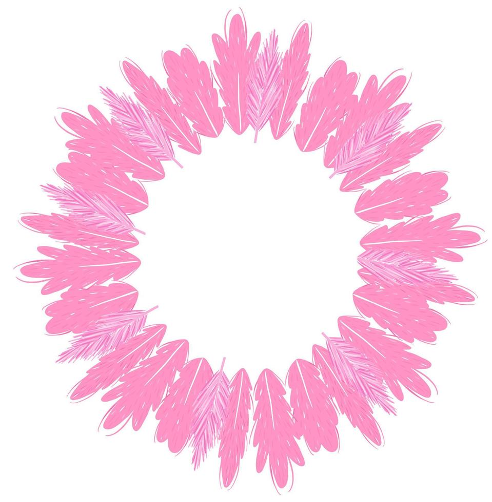 kreisrahmen mit rosa flamingofedern vektor