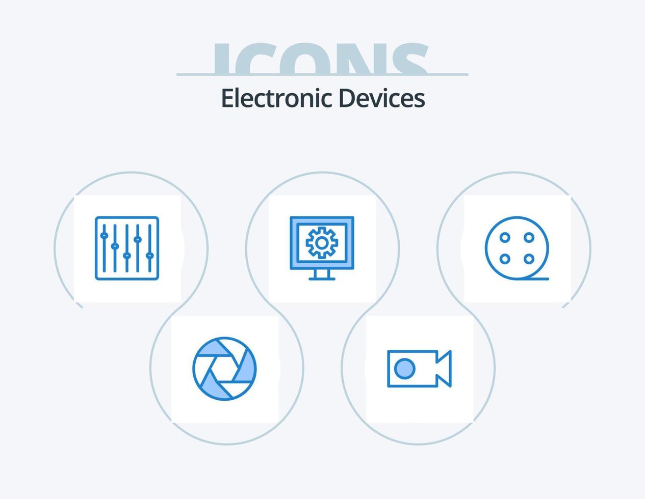 Geräte blau Icon Pack 5 Icon Design. elektrisch. Batterie. Geräte. Anschauen. Unterhaltung vektor