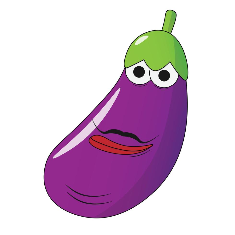 Zeichentrickfigur Auberginen-Emoji-Symbol, Auberginensymbol. isolierte Vektor-Gemüse-Clip-Art-Illustration vektor