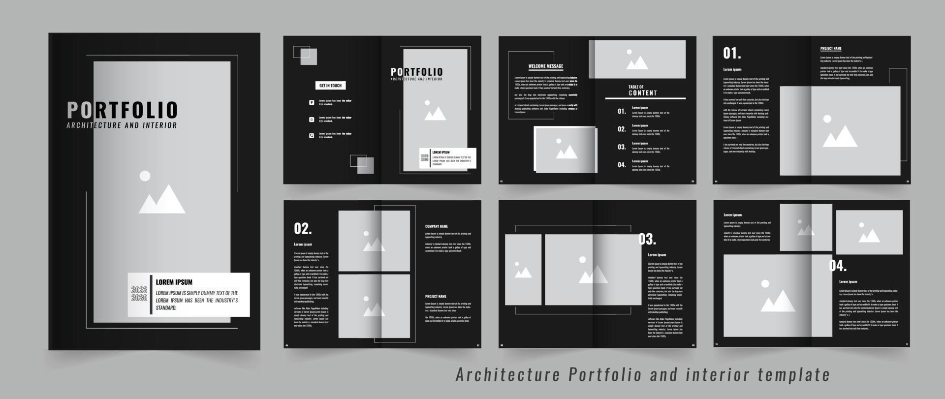 architektur- und innenportfolio, professionelle portfoliovorlage. vektor