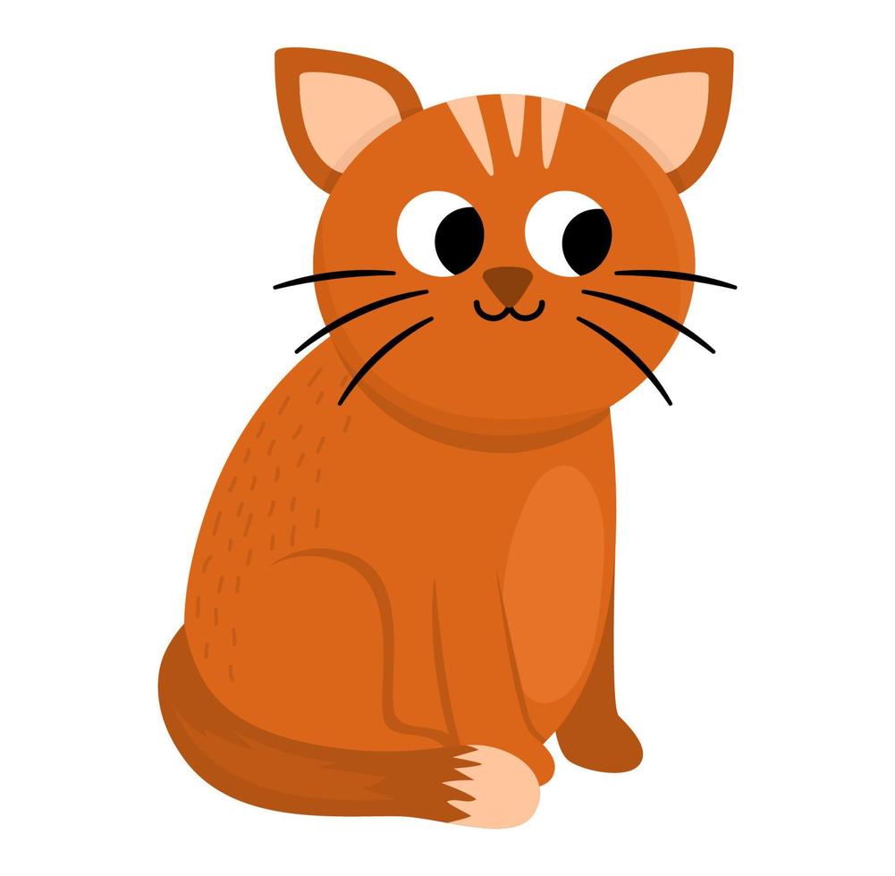 Vektor-Katze-Symbol. sitzende kätzchenillustration der netten karikatur für kinder. Bauernhof oder Haustier isoliert auf weißem Hintergrund. buntes flaches haustierbild für kinder vektor