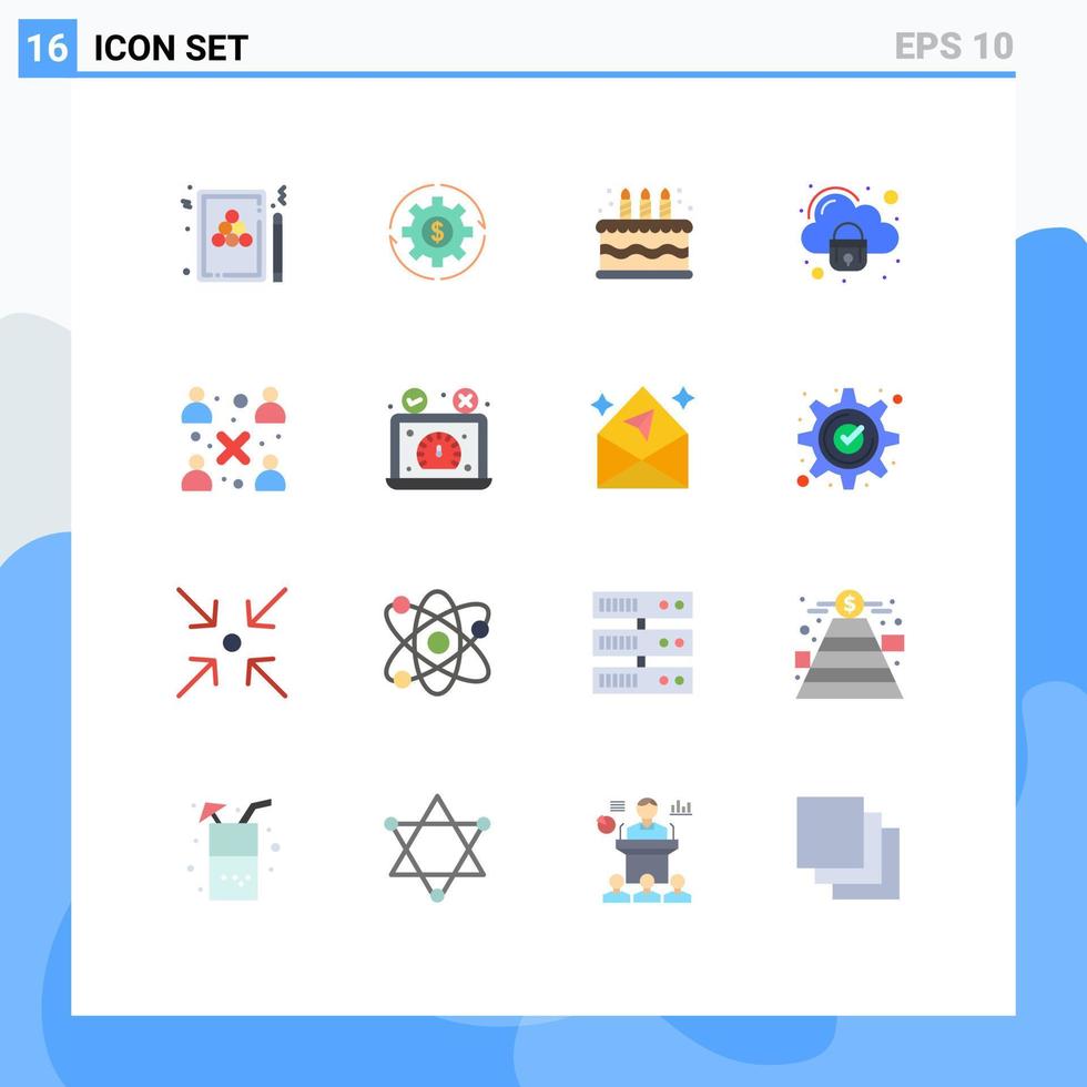 satz von 16 flachen vektorfarben auf raster für schlosssicherheit machen kerzengeburtstag bearbeitbares paket kreativer vektordesignelemente vektor