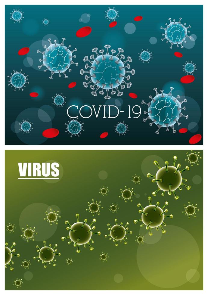 wissenschaftlicher Bannerhintergrundsatz des Coronavirus vektor