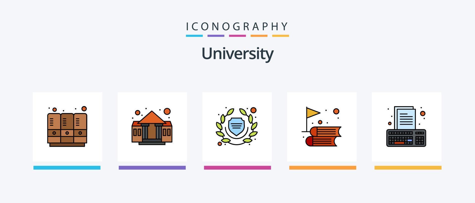 Universitätslinie gefüllt 5 Icon Pack inklusive Schule. Wissenschaft. Alarm. online. Experiment. kreatives Symboldesign vektor