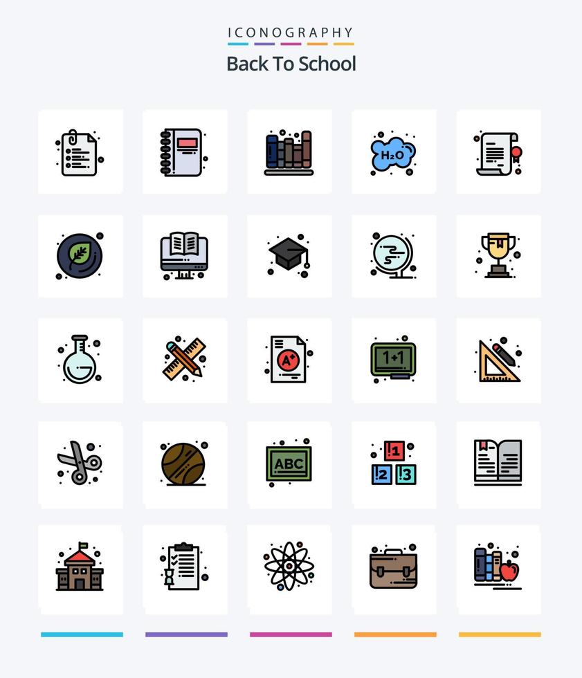 kreatives Back to School 25 Zeilen gefülltes Icon Pack wie Back to School. Schule. zurück zur Schule. Lernen. Wolke vektor