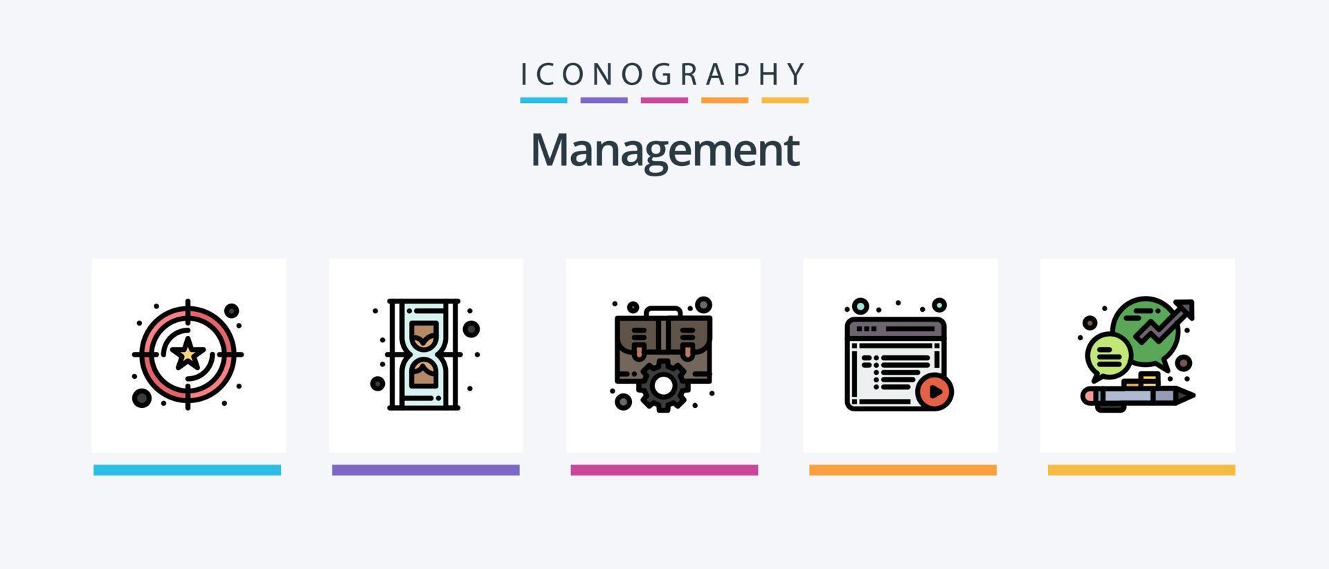 förvaltning linje fylld 5 ikon packa Inklusive planera. företag strategi. vip. företag planen. Sök. kreativ ikoner design vektor